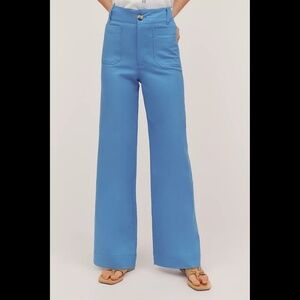 Anthropologie The Colette Beachy Linen Full-Length Wide-Leg Pants by Maeve